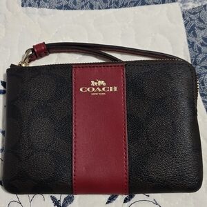 Coach Black and Burgundy Wristlet